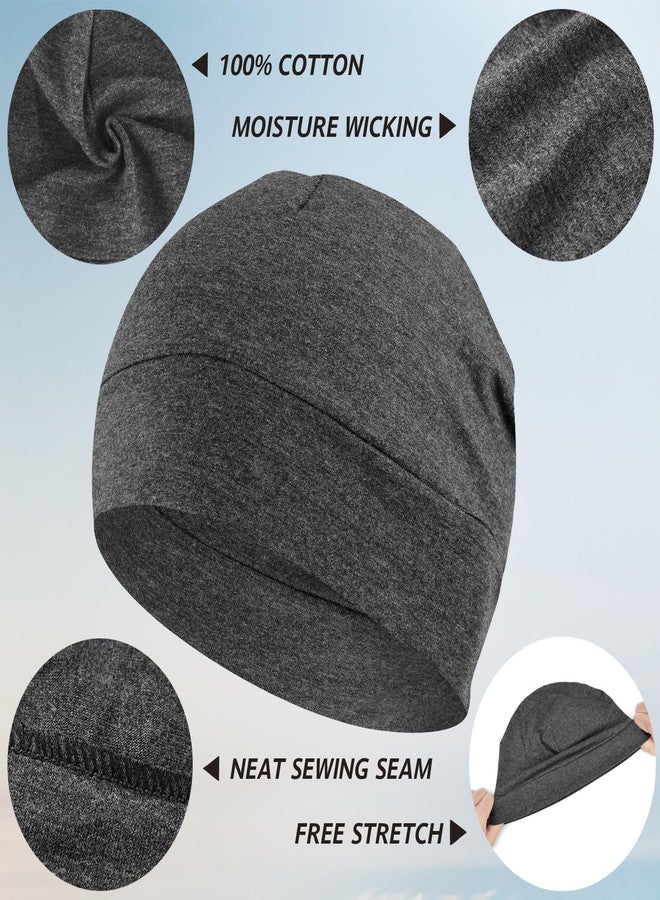 Headshion Cotton Skull Caps for Men Women,4-Pack Lightweight Beanie Sleep Hats Breathable Helmet Liner - Image 2